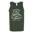 thumbnail image 2 of Wild Bobby Raised on Sweet Tea and Jesus Inspirational/Christian Men Graphic Tank Top, Forest Green, Small, 2 of 5