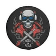 thumbnail image 2 of DouZhe Waterproof Spare Tire Cover, Rock n Roll Guitar Skull Prints Adjustable Wheel Covers Fit for Jeep Trailer RV SUV Car, 15 inch, 2 of 7