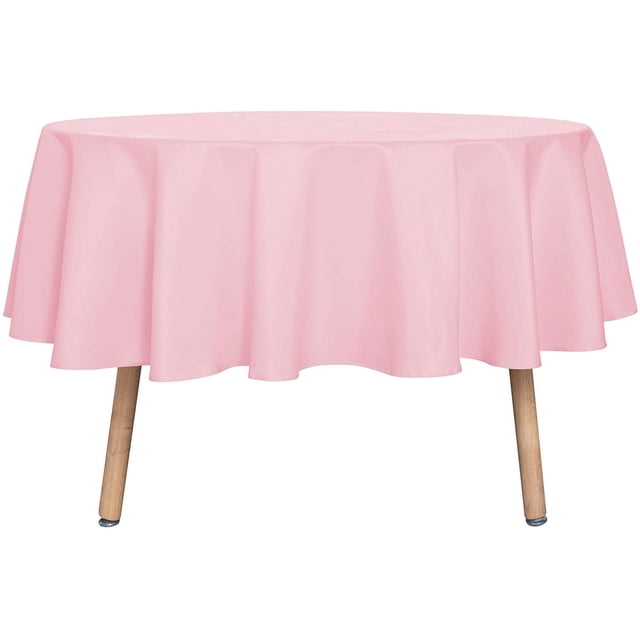 LAICAIW Round Tablecloth-60 Inch-Water Resistant Spill Proof Washable Polyester Table Cloth Decorative Fabric Table Cover for Dining Table, Buffet Parties and Camping, Pink
