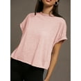 thumbnail image 6 of Womens Round Neck Cutout Back Batwing Sleeve Tee Summer Blouse For Women, 6 of 7