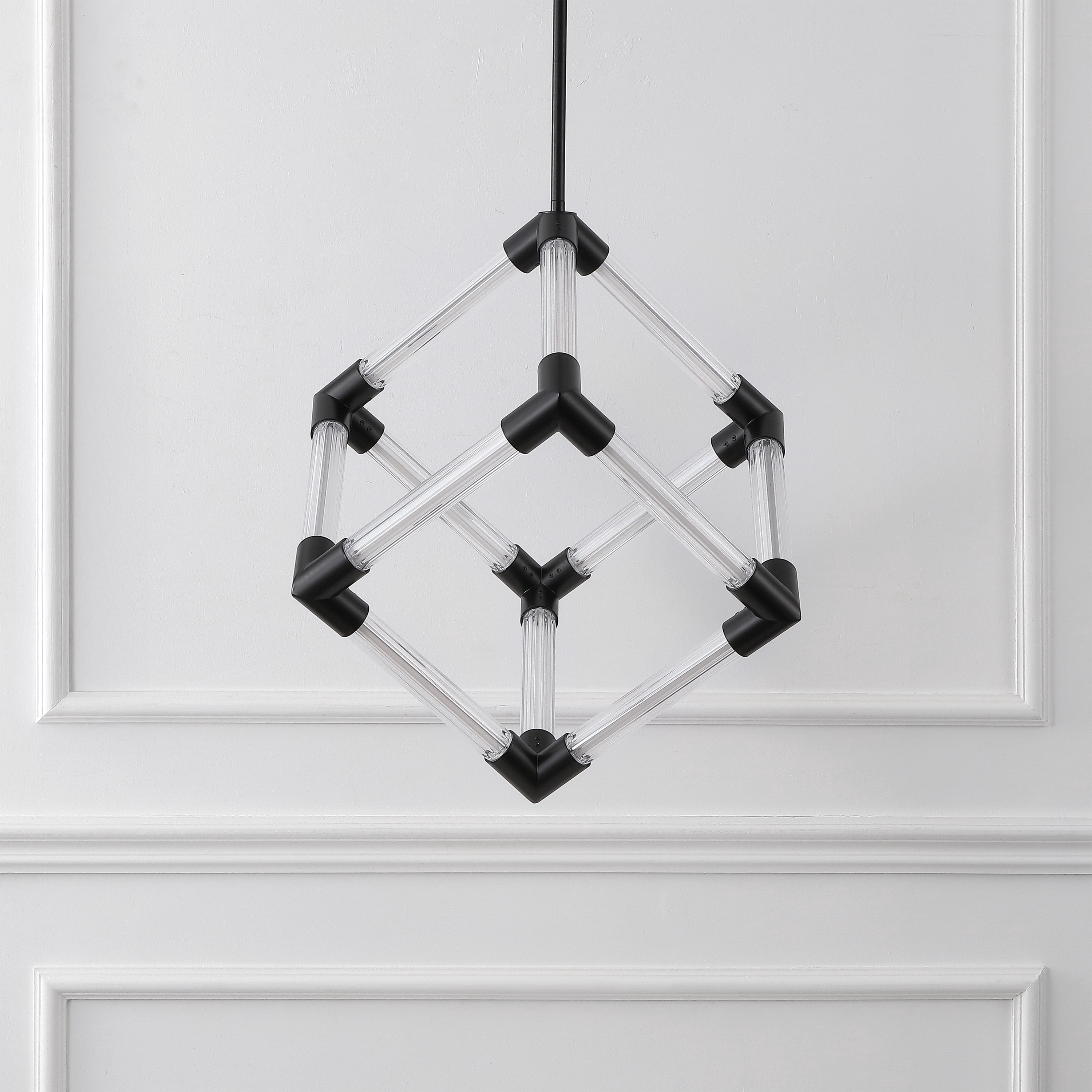 Safavieh Couture Sheila Acrylic Cube Pendant Light, Black/Clear