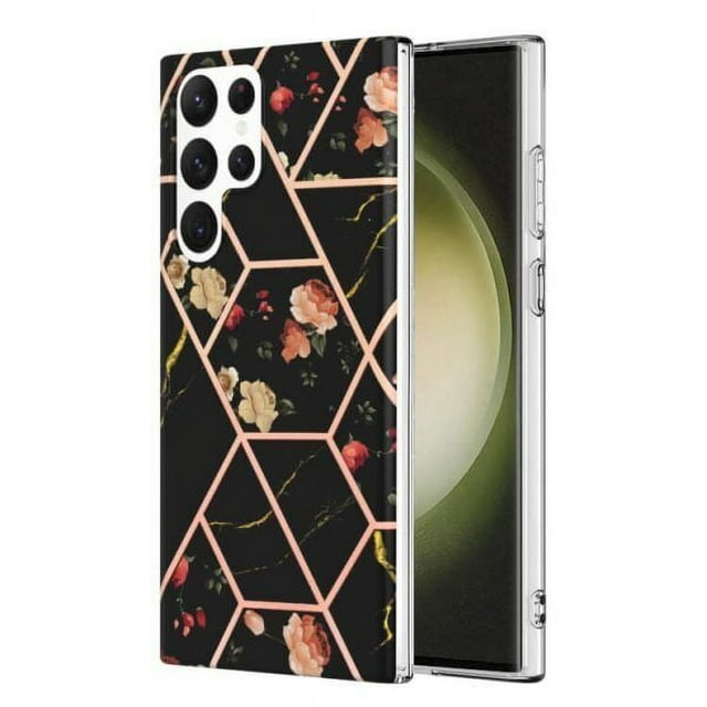Samsung Galaxy S22 Ultra Case Diamond Platinum Collection Hybrid Bumper Protective Phone Case, Soft, Sleek Protection, Slim Design, Matte Finish - Black
