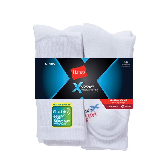 Men's X-Temp Active Cool Crew Socks Value 24-Pack