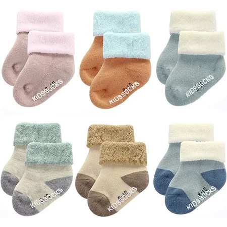 

Boys Girls Warm Terry Cotton Socks Infant Toddler Winter Non Slip Socks