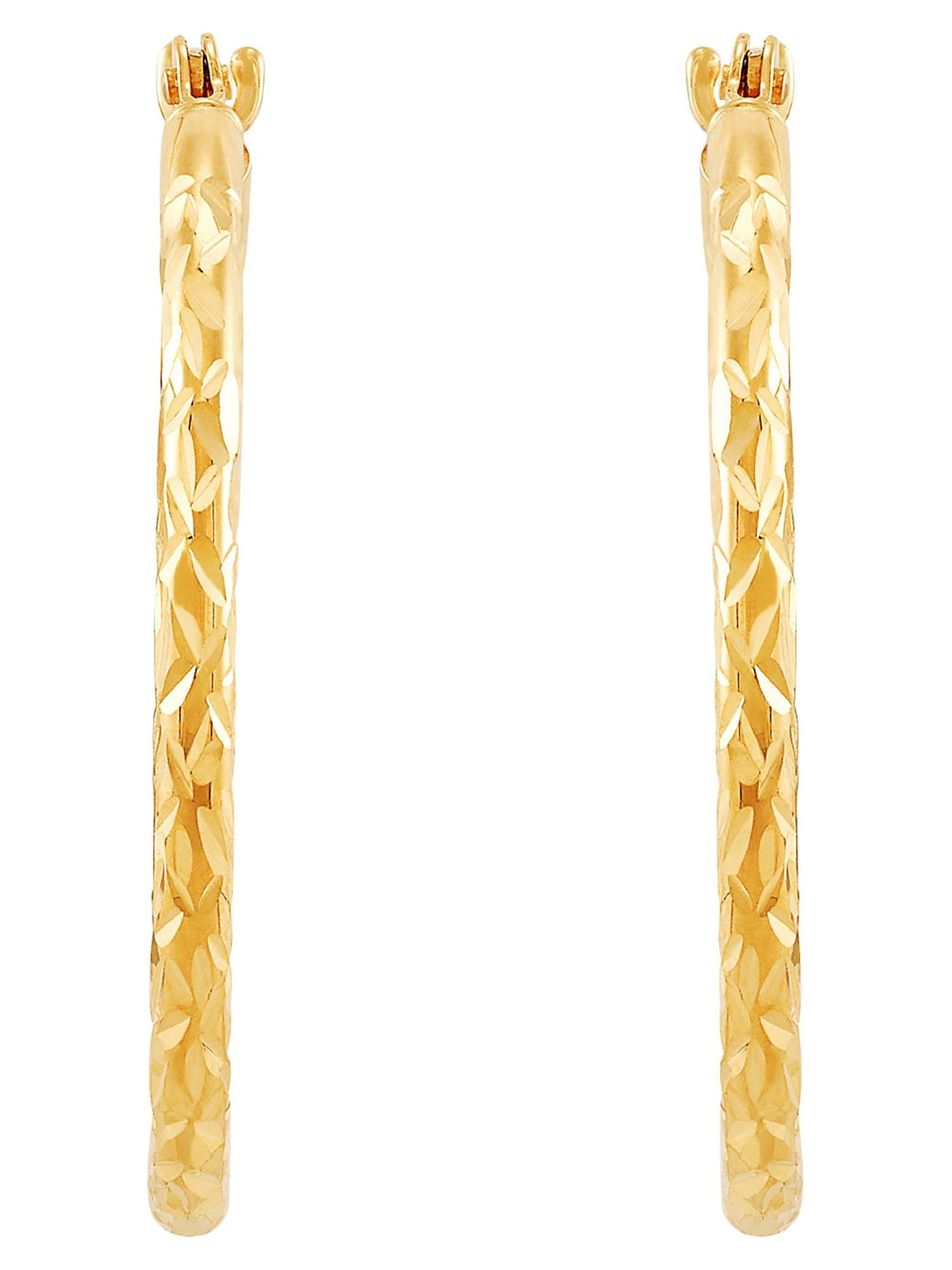 Brilliance Fine Jewelry 10K Yellow Gold Round Diamond-Cut Hoop Earrings