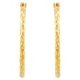 thumbnail image 3 of Brilliance Fine Jewelry 10K Yellow Gold Round Diamond-Cut Hoop Earrings, 3 of 4