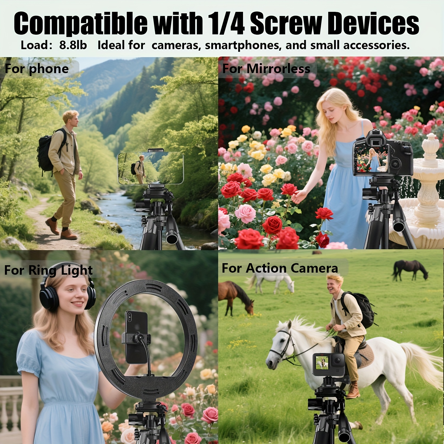 Professional 71-inch Aluminum Tripod with Quick Release Plate & Phone Clip for DSLR Cameras, Cell Phones, Projectors, Webcams - Ideal for Outdoor Shooting, Live Streaming, Video Recording