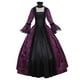 thumbnail image 4 of ICHUANYI Clearance Women Fall Winter Gothic Retro Floral Print Ball Gowns Gowns Dress(Purple, XL) Ichaunyi WER2023081003103, 4 of 7