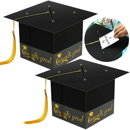 Zonon 2 Sets Grad Cap Card Holder Box Grad Cap Cardboard Box Graduation ...