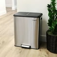 thumbnail image 3 of Elama 16 Gallon 2 Compartment Large 8 Gallon Split Stainless Steel Step Trash Bin with Slow Close Mechanism, 3 of 8