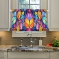 thumbnail image 2 of Yayeee Kitchen Curtains Tier Pair Light Filtering 27"x36" Rod Pocket Short Cafe Window Panel, Colorful Leaves, 2 of 7