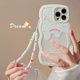 thumbnail image 2 of Funda para iPhone 13 Pro con helado blanco, marco con forma de onda rizada, con lindos abalorios de corazón, 2 of 5