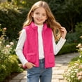 thumbnail image 7 of Girls Fleece Vest with Pockets Warm Turtleneck Casual Full Zip Kids Fall Winter Outwear Hot Pink 8, 7 of 7