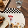 thumbnail image 3 of Sunflowers Rooster Round 13 Inch Placemats Set of 2, Farmhouse Vintage Black White Plaid HeatResistant Non Slip Place Mats for Dining Table, Wipeable Braided Kitchen Table Mats for Housewarming, 3 of 9