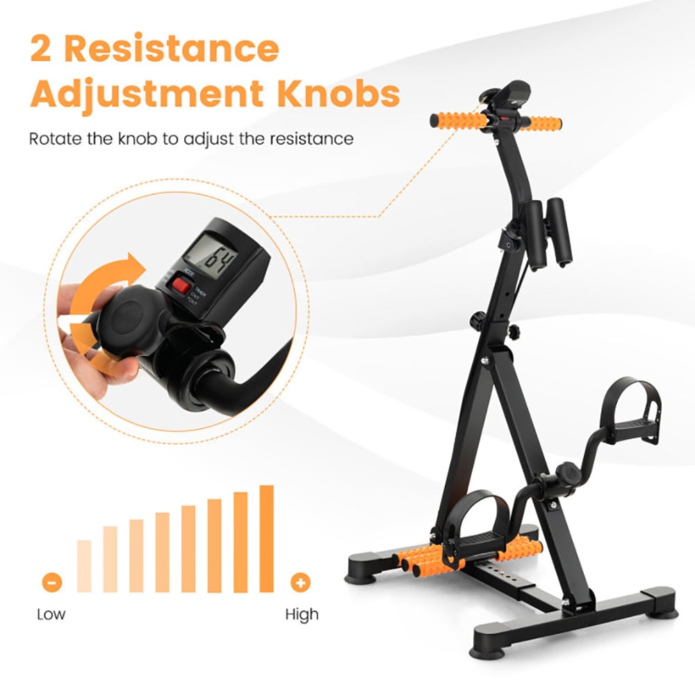 Topcobe Adjustable LCD Pedal Exercise Bike with Massage, Mini Exercise Bike for Arms and Legs Workout, Yellow