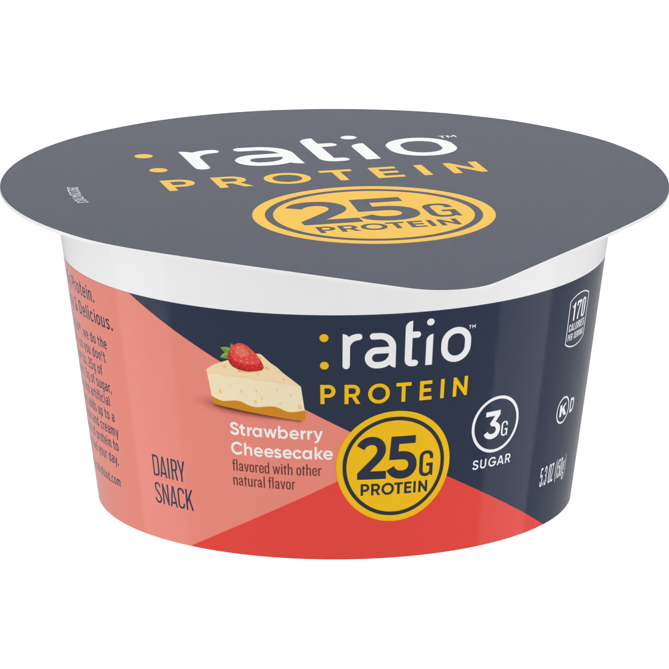 Ratio Protein Yogurt Cultured Dairy Snack, Strawberry Cheesecake, 25g Protein, 5.3 oz