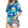 thumbnail image 5 of LA LEELA Button Down Shirt for Women Casual Beach Party Blouse Shirt Summer Short Sleeve Vacation Tops Button up Hawaiian Shirts Blouses for Women S Beach Surf, Blue, 5 of 6