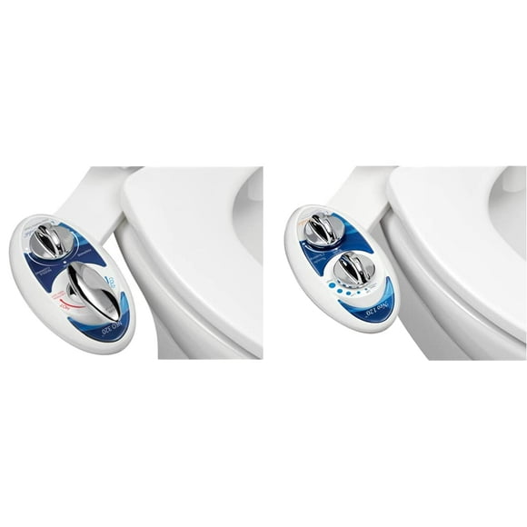 Luxe Bidet Neo 320 - Self Cleaning Dual Nozzle (Blue and White) &amp; Neo 120 - Self Cleaning Nozzle - Fresh Water Non-Electric Mechanical Bidet Toilet Attachment (Blue and White)