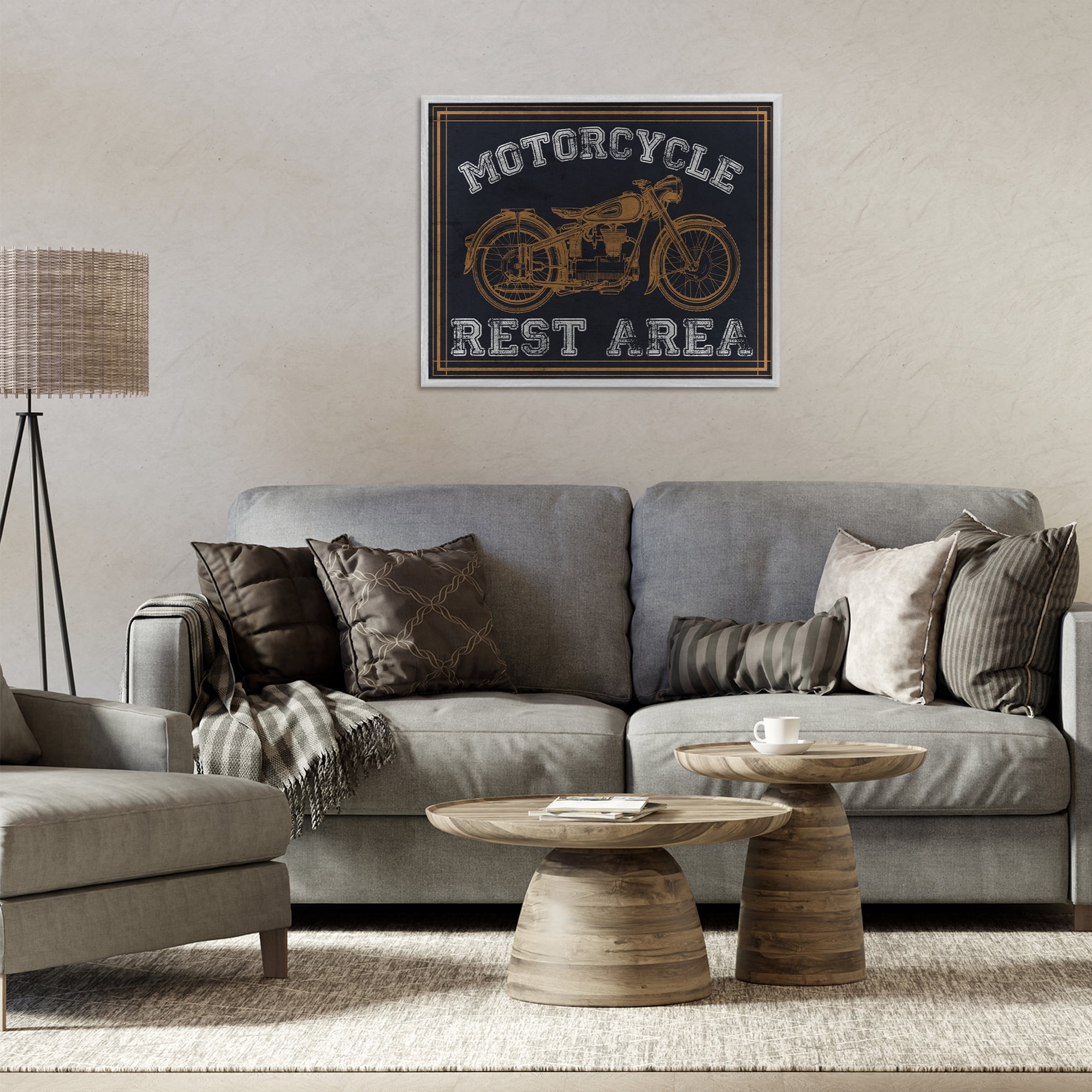 Stupell Industries Motorcycle Rest Area Gray Framed Giclee Art, design by Marcus Prime