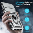 thumbnail image 4 of KOMI Compatible with Google Pixel 7a Case Built in Slide Camera Lens Cover+Screen Protector+Finger Ring Holder Kickstand,Heavy Duty Shockproof Full Body Protective Phone Cover,2023 Silver, 4 of 5