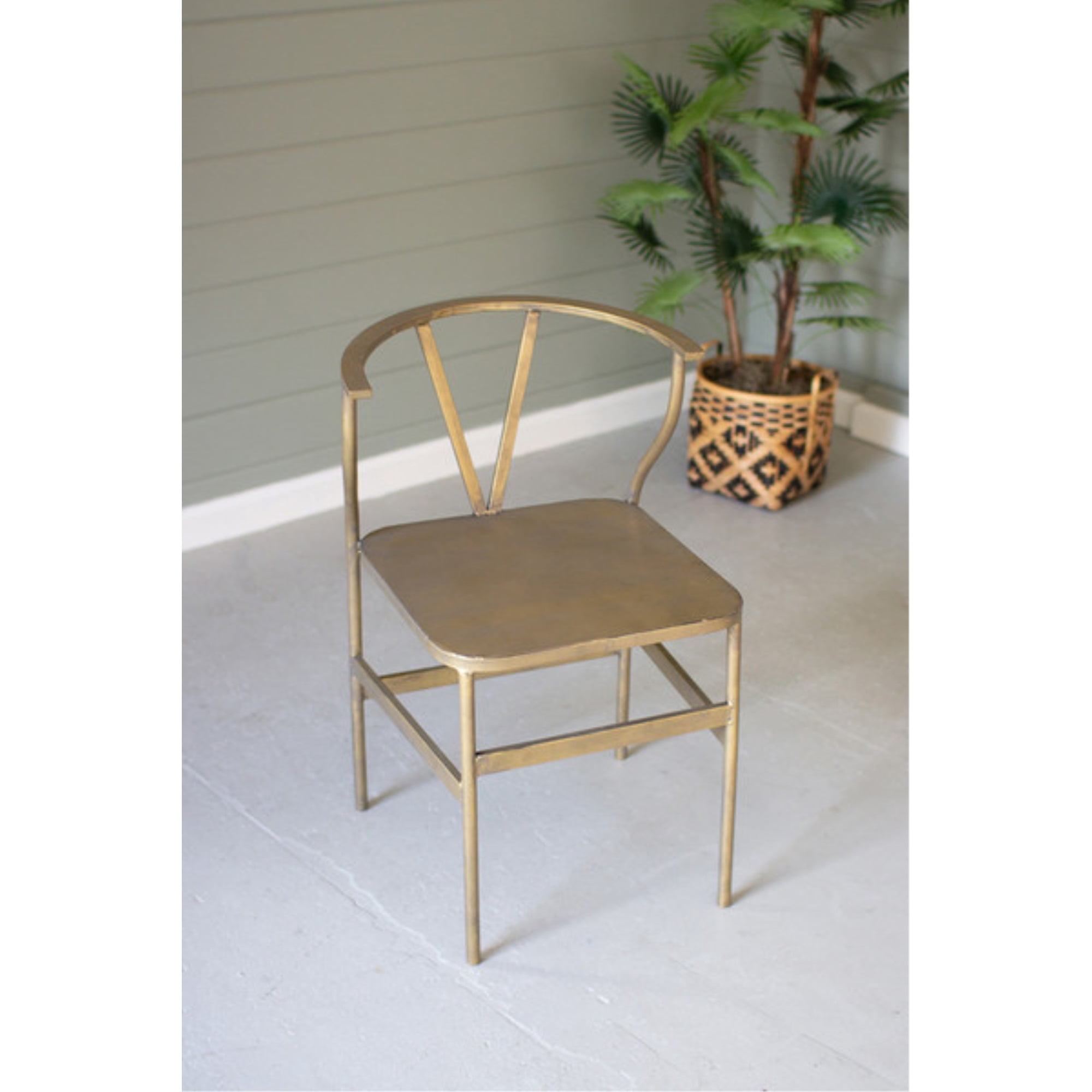 antique brass finish metal wishbone product