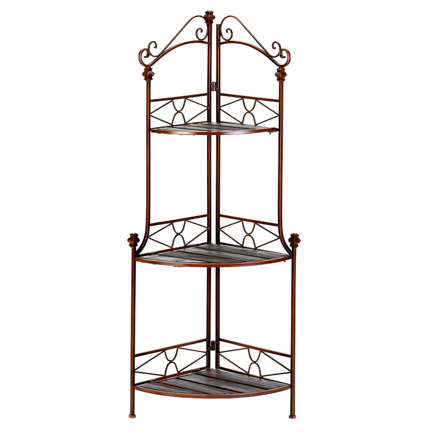 Harlan Rustic 3Tier Shelf Corner Rack Farmhouse Corner Bakers Rack