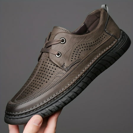 

Men s Vintage Solid Colour Breathable Shoes Comfy Non Slip Rubber Sole Durable Lace Up Shoes For Men s Outdoor Activities
