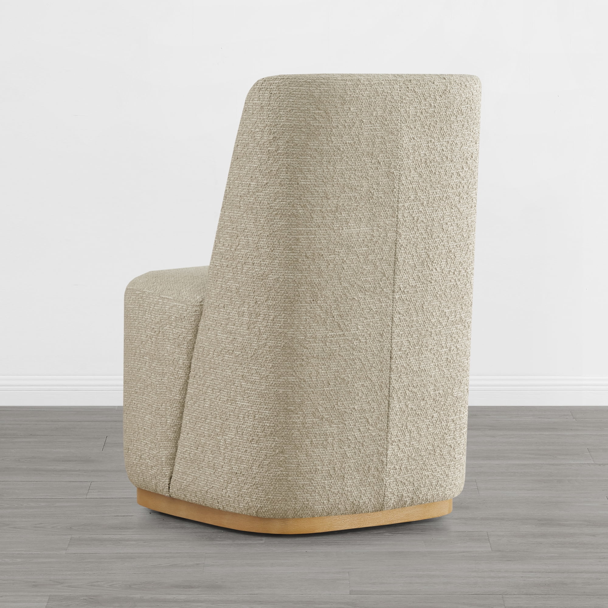 Spruce & Spring Modern Upholstered Dining Chair with Hidden Casters & Wood Base Set of 2, Oatmeal