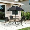 thumbnail image 3 of Yardi Yarda 6 Pieces Patio Dining Set for 4 with Umbrella, Outdoor Table and Chairs with 4 Folding Dining Chairs & Round Glass Table, Black, 3 of 11