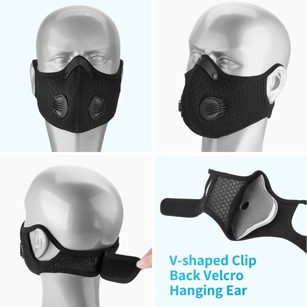 Black Plantb Outdoor Anti-dust Mouth Cover Half Face M-a-s-k Mouth-Cover Windproof Anti-Pollution for Bicycle Skiing with Filter 