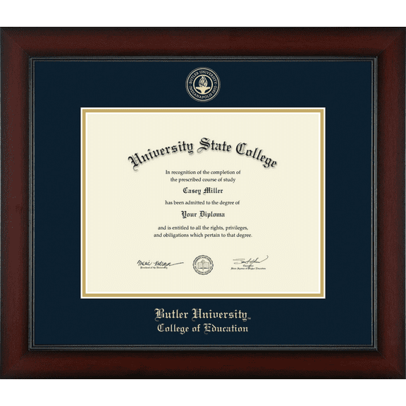Butler University College of Education Diploma Frame, Document Size 11" x 8.5"