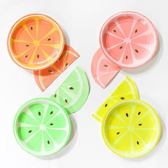 ETEREAUTY 16Pcs Party Paper Napkins Disposable Assorted Colors Lemon Design for Wedding and Bbq