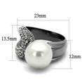 thumbnail image 2 of Luxe Jewelry Designs Women's Light Black IP Stainless Steel Ring with Synthetic White Pearl, Size 7, 2 of 4