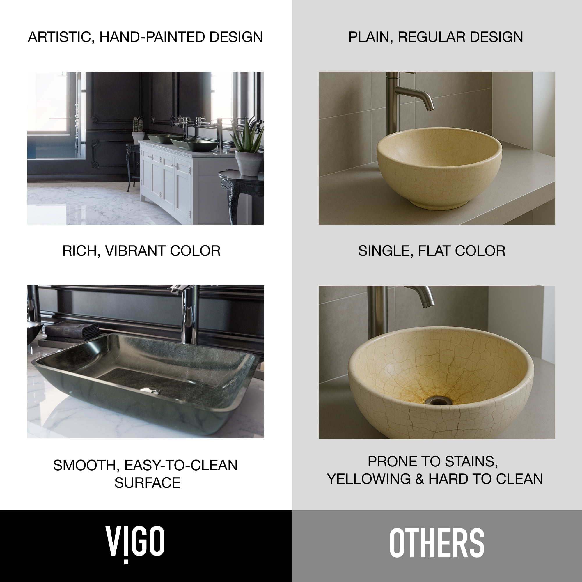 VIGO Donatello Artistic Onyx Gray Glass 18 in. L x 13 in. W x 4 in. H Rectangular Vessel Bathroom Sink