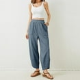 thumbnail image 2 of Pantalones harem holgados de pierna ancha para mujer - Cintura elástica, bolsillos laterales - Informales/playa/yoga - Tallas S-XL, 2 of 4