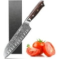 thumbnail image 1 of Plys Japanese Knife 7-Inch : Ultra Sharp Kitchen Knives, Professional Chef Knife, High Carbon Stainless Steel Santoku Knife, Solid Wood Handle, 1 of 7