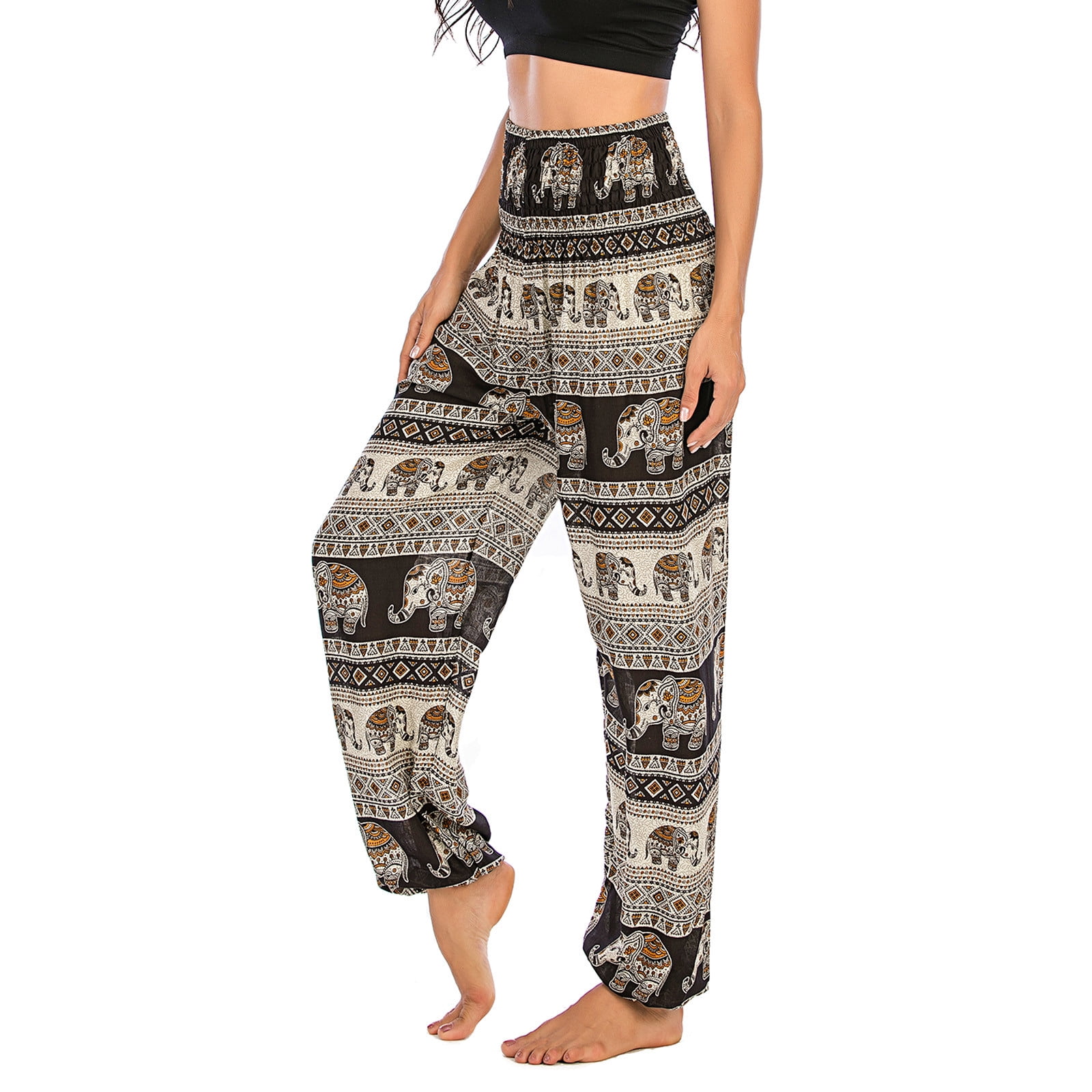 Womens Hippie Boho PJs Ladies Loose Casual Lounge Beach Print Yoga Pants