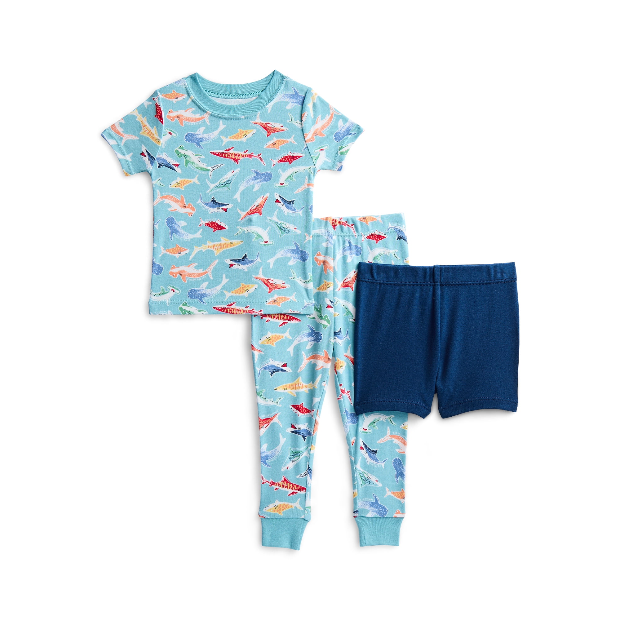 Wonder Nation Toddler Boys Short Sleeve Top, Pants and Shorts Pajama Sleep Set, 3-Piece, Sizes 12M-5T