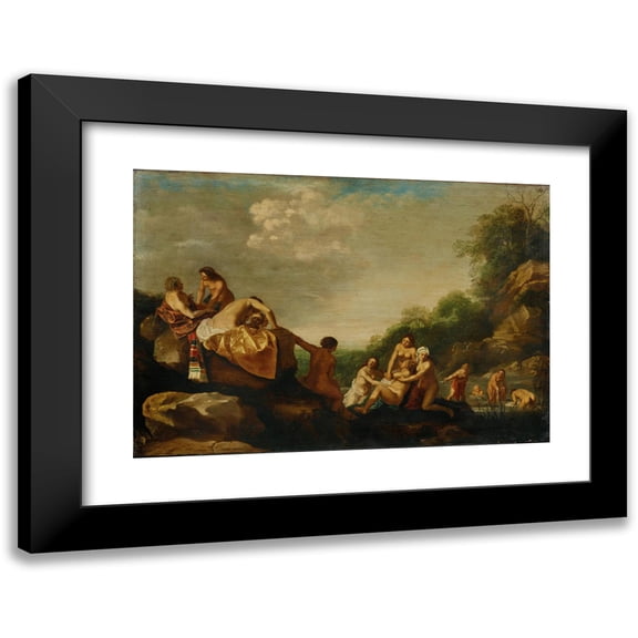 Dirck van der Lisse 18x14 Black Modern Framed Museum Art Print Titled - Bathing Nymphs
