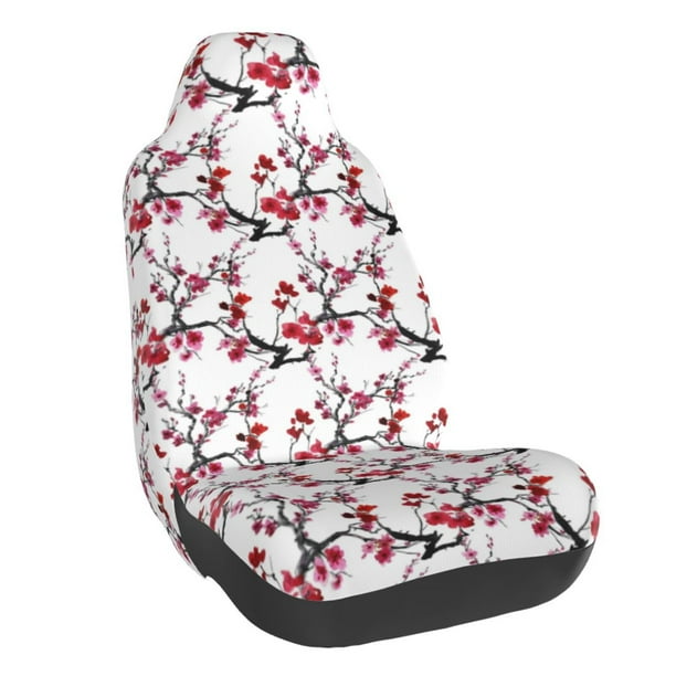 Balery Cherry Blossoms Funda de Asiento para Auto con Diseño - Cubierta Frontal Suave y Transpirable con Protector Antideslizante- 1 Unidad