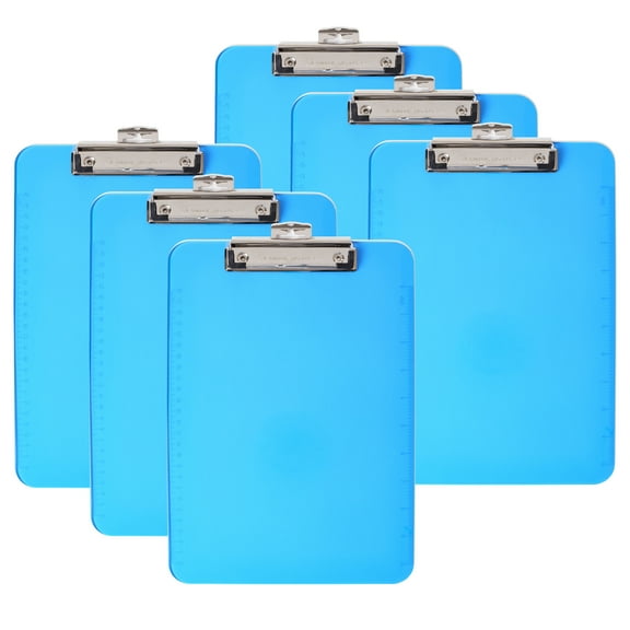 Charles Leonard Plastic Clipboard, Letter, Neon Blue, 6 Count