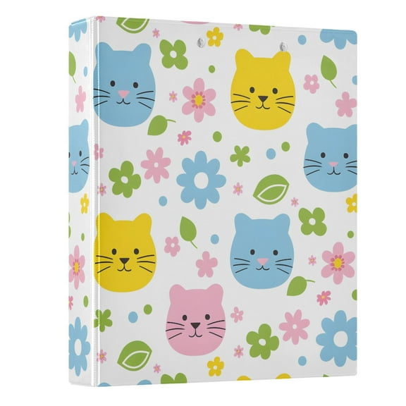 ALAZA Cat & Daisy Kitten 3 Ring Binder 1.5 Inch Three Ring Office Binders w/ clipboard & 3 pockets, Hold 200 Sheets, 1 pc