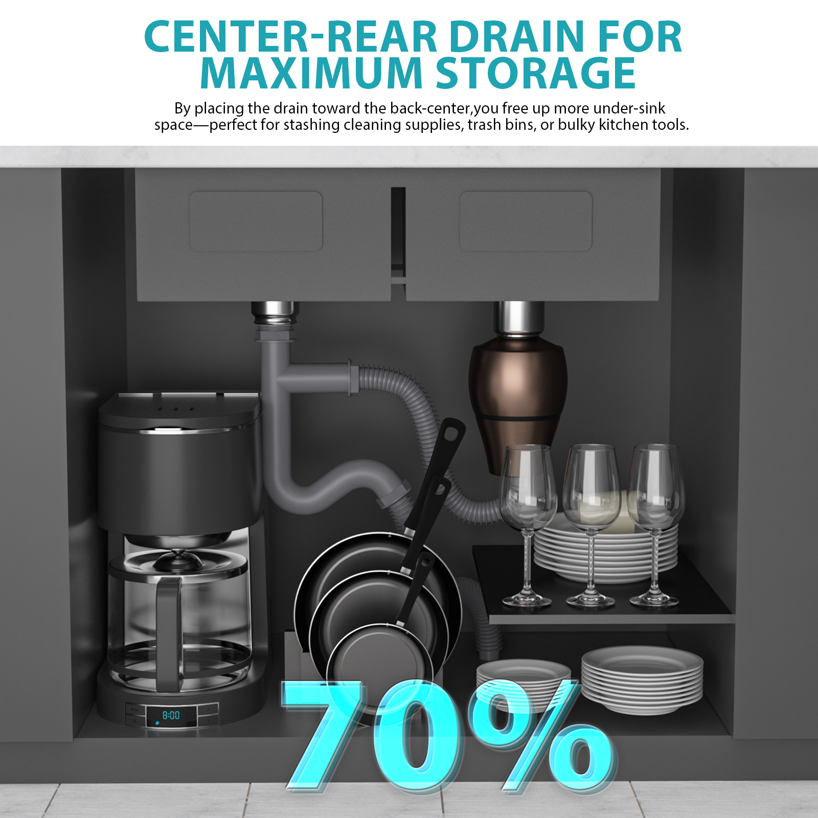 33"x19"x10" Gunmetal Black Undermount Kitchen Sink 16 Gauge Single Bowl with Drain Assembly