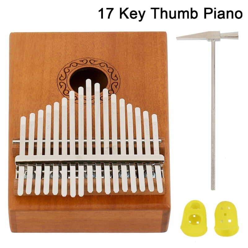 Kalimba Piano,17 Teclas Kalimba Instrumento Pulgar Piano Dedo Thumb Piano B Mayor Completo Sólido Alcanfor Madera Portátil Pulgar Piano Mbira Sanza K17CAP