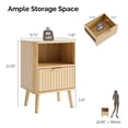 thumbnail image 2 of Ktaxon Fluted Nightstand with 1 Drawer, End Table Wooden Bedside Table Large Capacity Easy to Assemble, Oak, 2 of 11