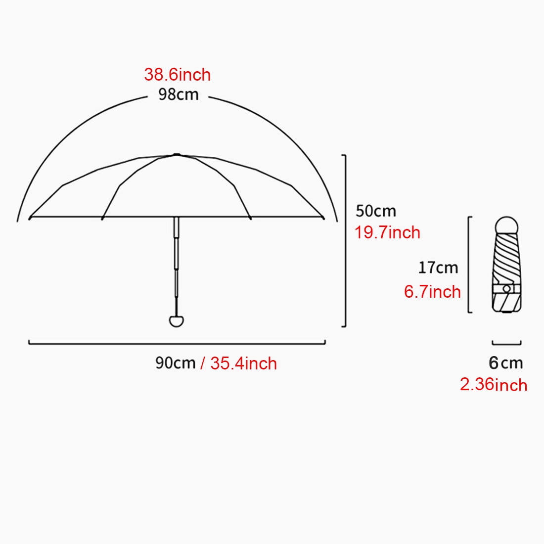 Mini Capsule Umbrella Parasol Anti-UV Black Coating Pocket Umbrella for Sun and Rain Outdoor Travel Parasol Black 6 Ribs