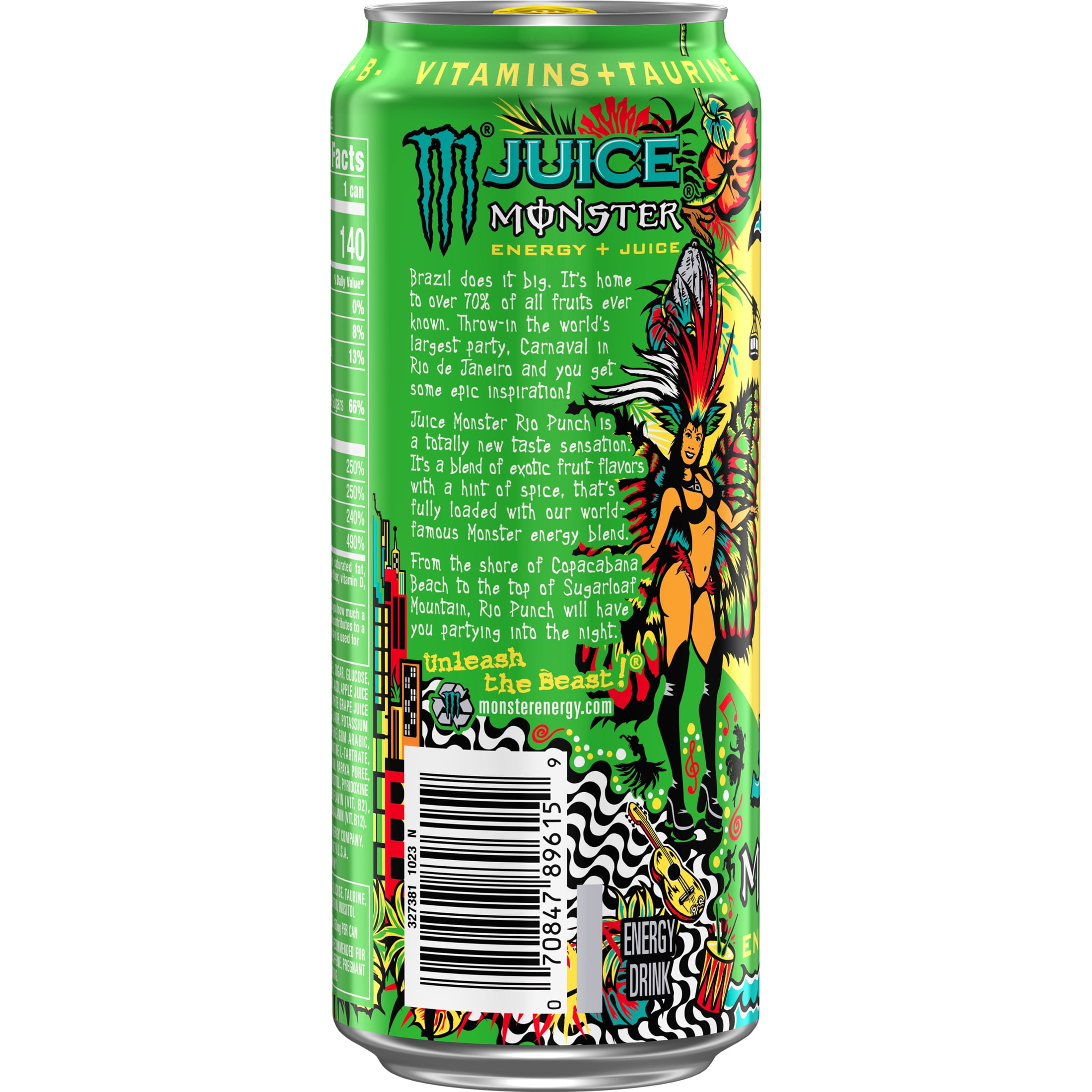 (4 pack) Juice Monster Rio Punch Energy Drink 16oz Can