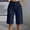 Navy, variant on Zedker Bermuda Shorts for Women Knee Length High Waisted Cotton Elastic Waist Summer Dressy Casual Long Shorts Size S-XXXL