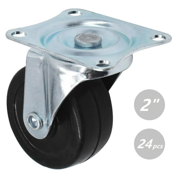 24 Pack 2 inch Caster Wheel 360 Degrees Rotable Black Smooth Sturdy Heavy Duty Swivel Chair Caster