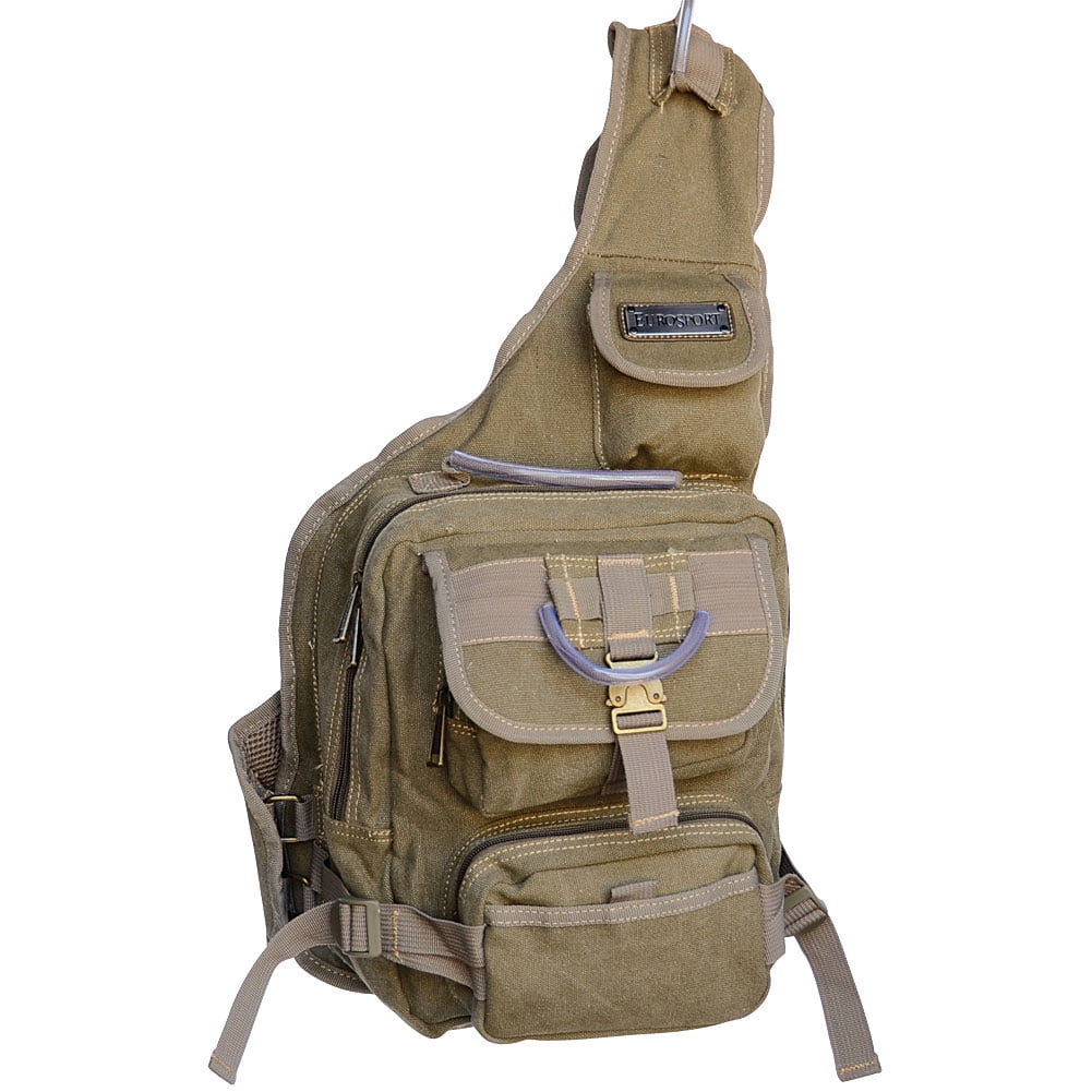 LTC Trading EuroSport Cargo Sling Backpack Khaki Canvas Bag Walmart